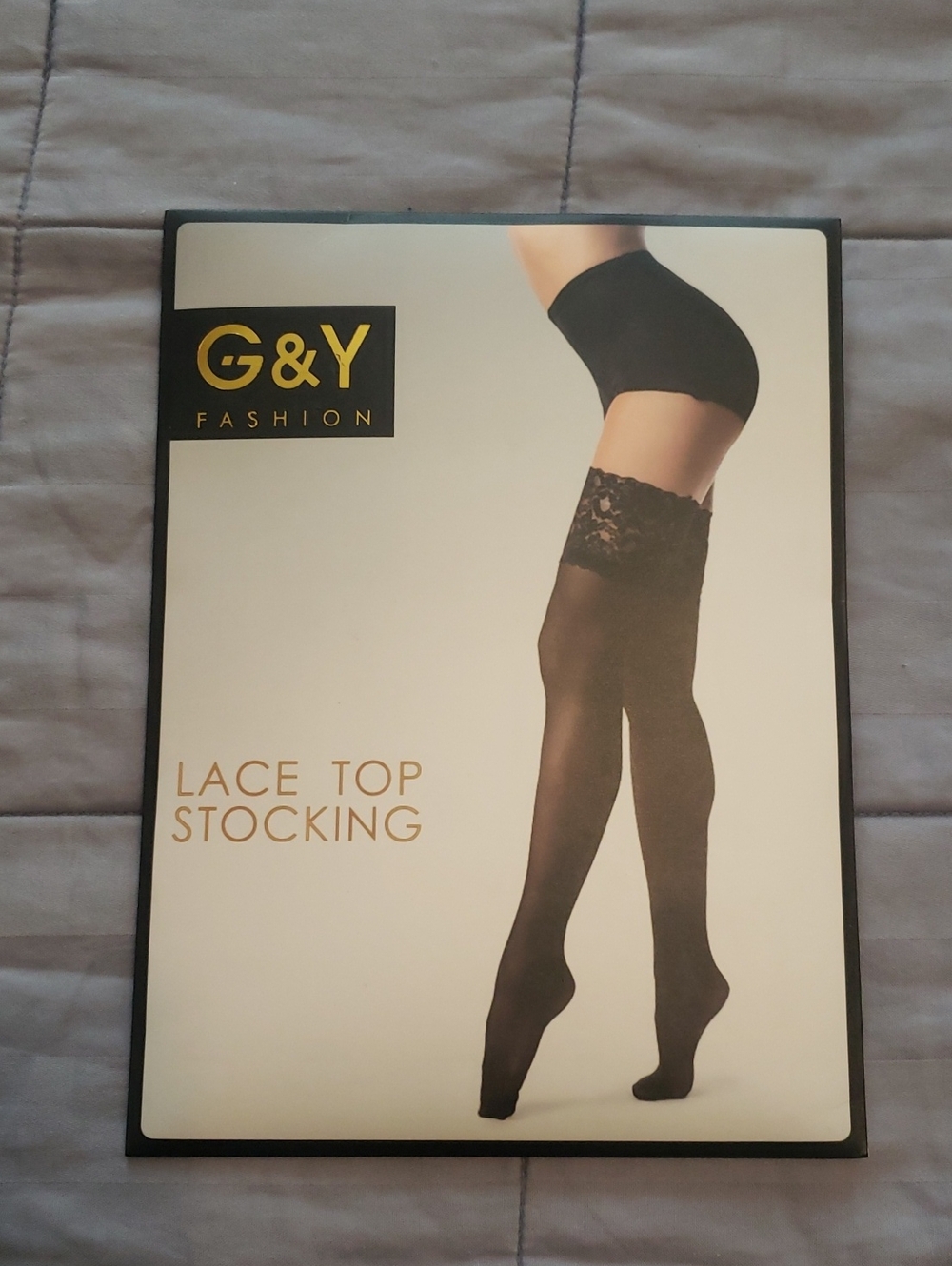 G & Y Fashion Lace Top Thigh High  Stocking, Black, Size M, NWT